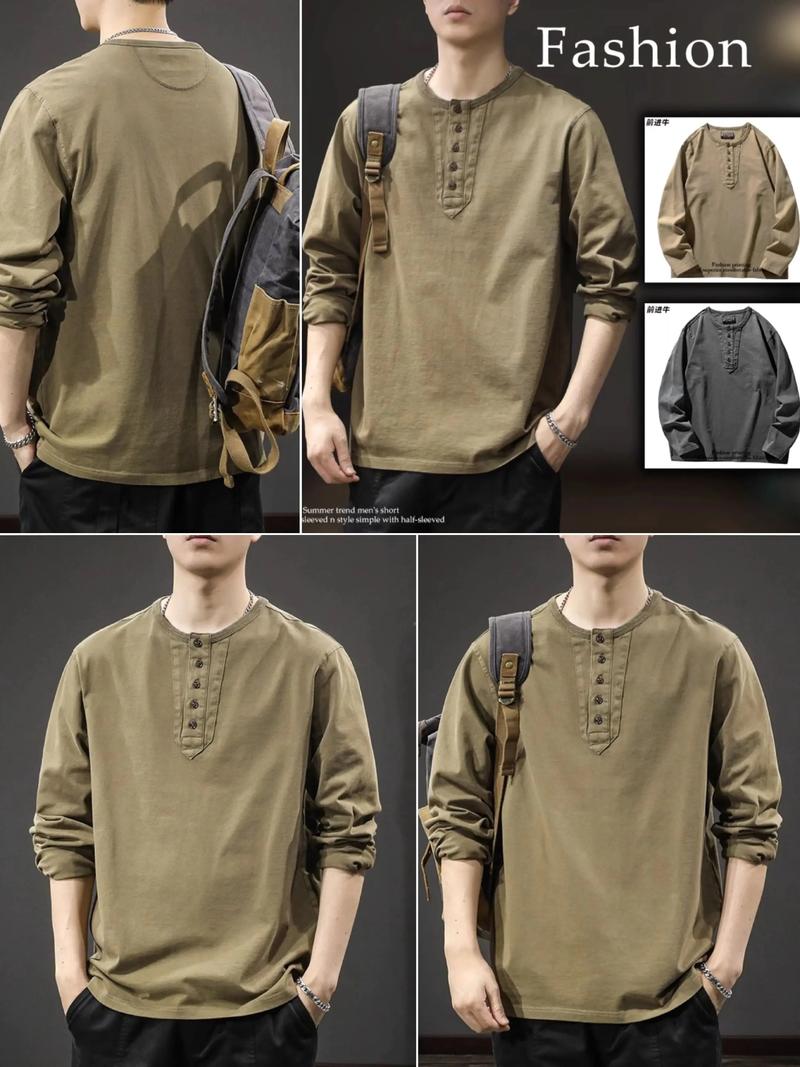 亨利领t恤搭配外套