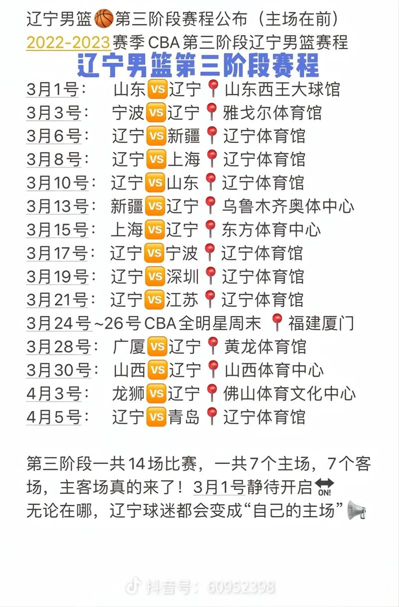 cba赛程辽宁队赛程表